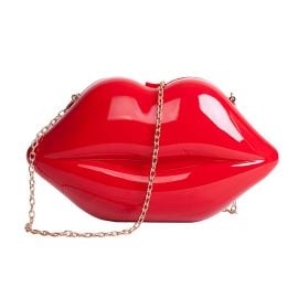 Zarapack Women s Acrylic 3d Sexy Red Lip Evening Handbag Party Clutch Crossbody Shoulder Purse at Amazon