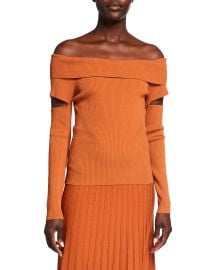 Zayla Compact Knit Off-the-Shoulder Top at Neiman Marcus