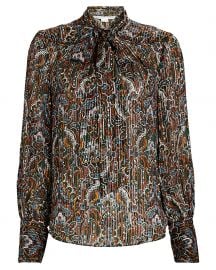 Zaylee Paisley Tie-Neck Blouse at Intermix