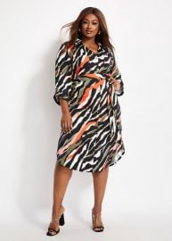 Zebra Belted Knit Shirtdress by Ashley Stewart at Ashley Stewart