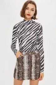 Zebra Print Long Sleeve Top at Topshop