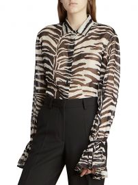 Zebra-Print Ruffle-Cuff Shirt at Saks Fifth Avenue