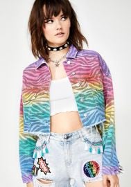 Zebra Spectrum Denim Jacket by Dolls Kill at Dolls Kill