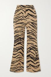 Zebra print Cropped zebra-print wool-blend flared pants STELLA MCCARTNEY NET-A-PORTER at Net a Porter