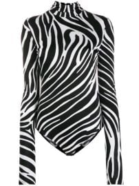 Zebra-print Jersey Bodysuit by Versace  at Farfetch