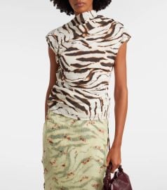 Zebra print cotton blend top at Mytheresa
