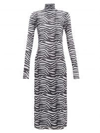 Zebra-print metallic-lined mesh midi dress at Matches