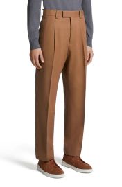 Zegna Pleat Front Cotton Wool Pants at Nordstrom