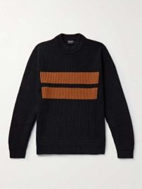 Zegna Striped Ribbed Cashmere Sweater at Mr Porter