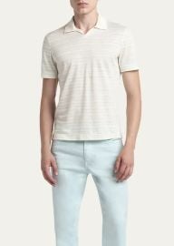 Zegna Striped Short Sleeved Polo Shirt at Bergdorf Goodman