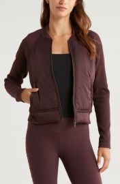 Zella Seamless Mixed Media Bomber Jacket at Nordstrom