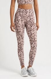 Zella Studio Luxe Print High Waist 7 8 Leggings in Brown Tortoise Shell at Nordstrom Rack