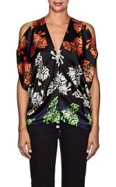 Zero + Maria Cornejo Kou Floral Stretch-Silk Blouse at Barneys Warehouse