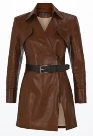 Zeynep Arcay Leather Mini Jacket Dress Brown at Zeynep Arcay