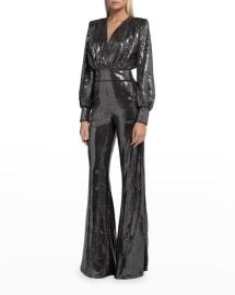 Zhivago Galileo Draped Metallic Jumpsuit at Neiman Marcus