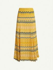 Zig zag long knit skirt at Sandro