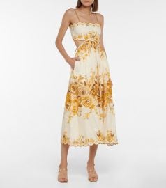 Zimmermann - Aliane floral linen midi dress at Mytheresa