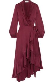 Zimmermann - Asymmetric washed-silk wrap midi dress at Net A Porter