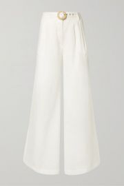 Zimmermann - Honour belted linen wide-leg pants at Net A Porter