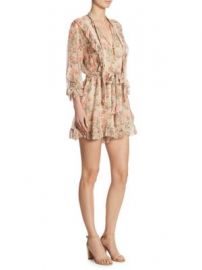 Zimmermann - Printed Folly Neck Tie Silk Romper at Saks Fifth Avenue