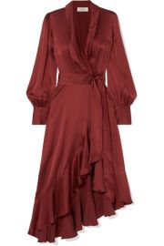 Zimmermann - Ruffled silk-satin wrap dress at Net A Porter