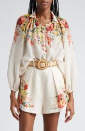 Zimmermann Alight Billow Floral Print Silk Shirt at Nordstrom