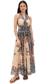 Zimmermann Ascension Plunge Halter Maxi Dress Blue/Cream Indienne Floral 2 at Shopbop