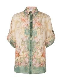 Zimmermann August floral print Organic Silk Blouse in Green at Zimmermann