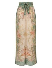 Zimmermann August floral print Organic Silk Wide Leg Pants in Green at Zimmermann