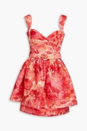 Zimmermann Belted floral print linen and silk blend peplum mini dress at The Outnet