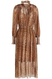 Zimmermann Belted metallic-trimmed snake-print silk-blend chiffon midi dress at The Outnet