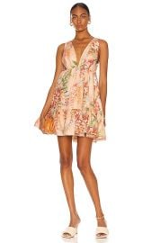 Zimmermann Candescent Plunge Neck Mini Dress in Coral Tree Print  FWRD at Forward