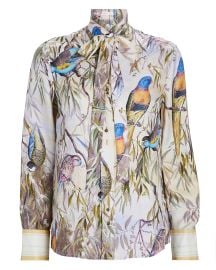 Zimmermann Candescent Printed Shirt with Neck Tie at Neiman Marcus