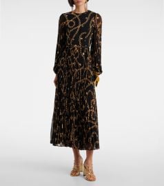 Zimmermann Chain Print Long Sleeve Sunray Pleated Dress at Mytheresa