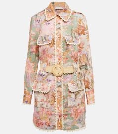 Zimmermann Cira Belted Floral Linen Shirtdress at Mytheresa