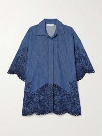 Zimmermann Coco Embroidered Chambray Shirt at Net a Porter
