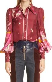 Zimmermann Concert Print Balloon Sleeve Silk Blouse at Nordstrom