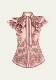 Zimmermann Crush Frilled Fitted Blouse - at Bergdorf Goodman