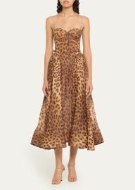 Zimmermann Crush Leopard Panelled Midi Dress - at Bergdorf Goodman