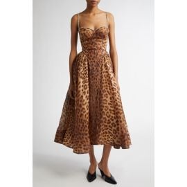 Zimmermann Crystal Embellished Leopard Print Paneled Midi Dress at Nordstrom