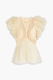 Zimmermann Dancer Embellished ruffled glittered tulle top at The Outnet