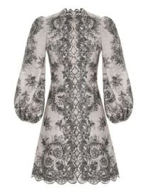 Zimmermann Dancer Scalloped Printed Linen Mini Dress in Multi at The Outnet