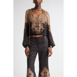 Zimmermann Dawning Placed Paisley Peasant Top at Nordstrom