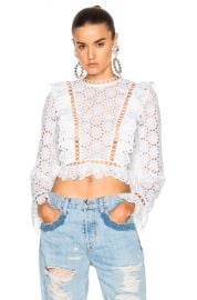 Zimmermann Divinity Wheel Frill Top in Ivory   FWRD at 