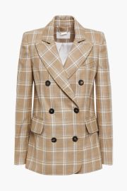 Zimmermann Double Breasted Checked Wool Blazer in Sand at The Outnet