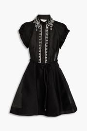 Zimmermann Embellished linen and silk blend gauze mini dress at The Outnet