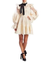 Zimmermann Eye Spy Lace Poet-Sleeve Mini Dress on SALE at Saks Off 5th