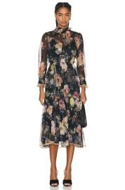 Zimmermann Floral Long Sleeve Silk Chiffon Dress at Forward