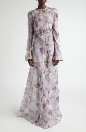 Zimmermann Floral Print Long Sleeve Linen & Silk Maxi Dress at Nordstrom