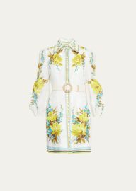 Zimmermann Halcyon Belted Linen Mini Shirtdress at Bergdorf Goodman